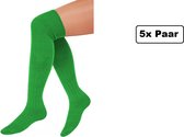 5x Paar Lange sokken groen gebreid mt.41-47 - knie over - Tiroler heren dames kniekousen kousen voetbalsokken festival Oktoberfest voetbal