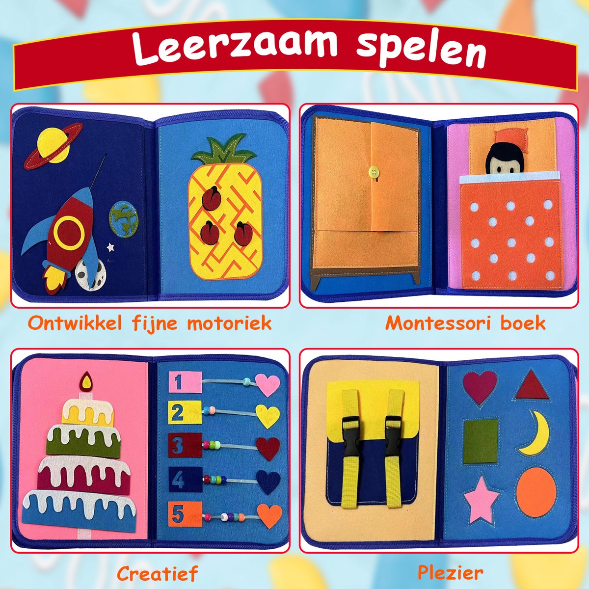 Geüpgraded model - Montessori Busy Board - Activity Board vanaf 1 jaar Geüpgraded model - Montessori Busy Board - Activity Board vanaf 1 jaar