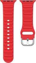 Siliconen bandje - geschikt voor Apple Watch Series 1/2/3/4/5/6/7/8/9/SE/SE 2 met case size 38 mm / 40 mm / 41 mm - rood