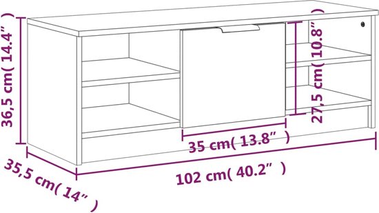 vidaXL - Tv-meubel - 102x35,5x36,5 - cm - bewerkt - hout - sonoma - eikenkleurig