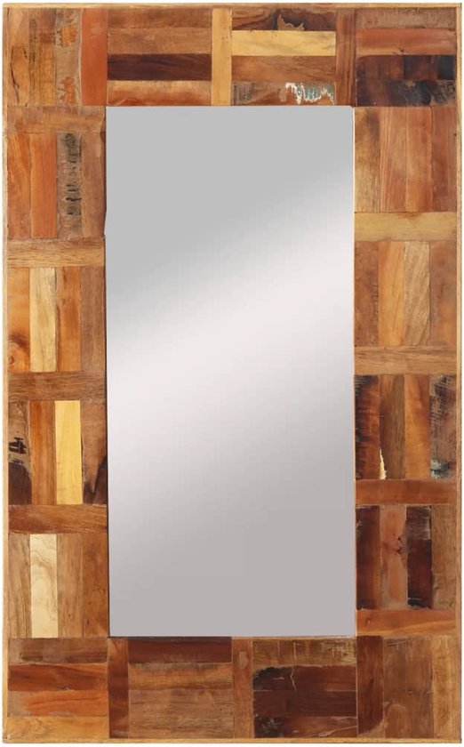 vidaXL - Wandspiegel - 50x80 - cm - massief - gerecycled - hout