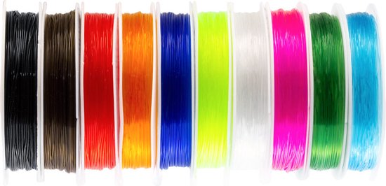 Élastique coloré (0,8 mm) Mélange de couleurs (10 x 8 mètres) | bol