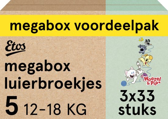 Etos Luierbroekjes - Megabox - Maat 5 - 12 tot 18 kg - 99 stuks (3 x 33 stuks)