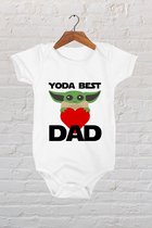 Hospitrix Baby Rompertje met Tekst Yoda Best Dad | Korte Mouw, maat 50/56 | Cadeau voor vader | Cadeau voor stiefvader | Vaderdag cadeau