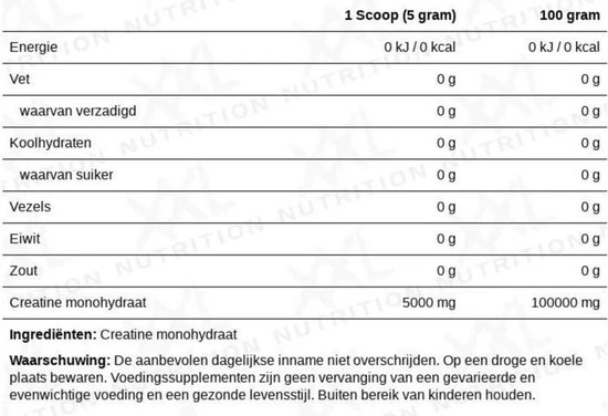 XXL Nutrition - Creatine Monohydraat - Supplement voor Spieropbouw & Prestaties, Vegan Creatine Monohydrate 100% - Poeder - Smaakloos - 250 gram
