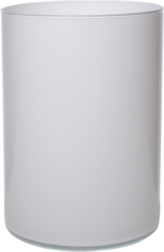 Bloemenvaas Neville - mat wit - glas - D18 x H25 cm - Cilinder vorm