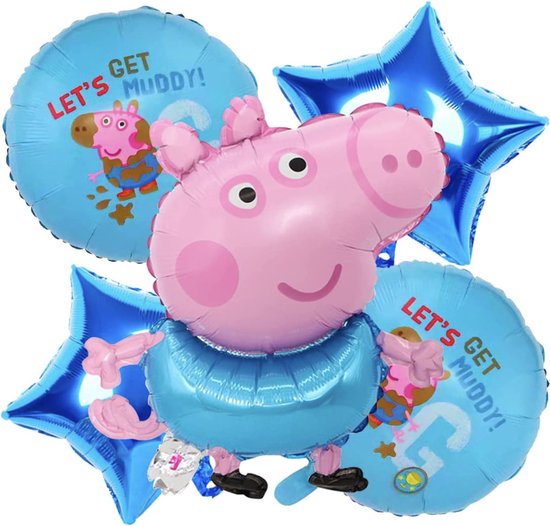 Peppa pig ballonnen boeket blauw || Op werkdagen voor 16:00 besteld = is volgende werkdag verzonden