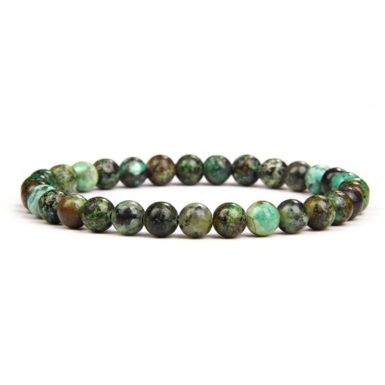 Bixorp Gems Bracelet de pierres précieuses de turquoise africaine Perles de 6 mm - Bracelets de perles de pierres précieuses polies - 18 cm