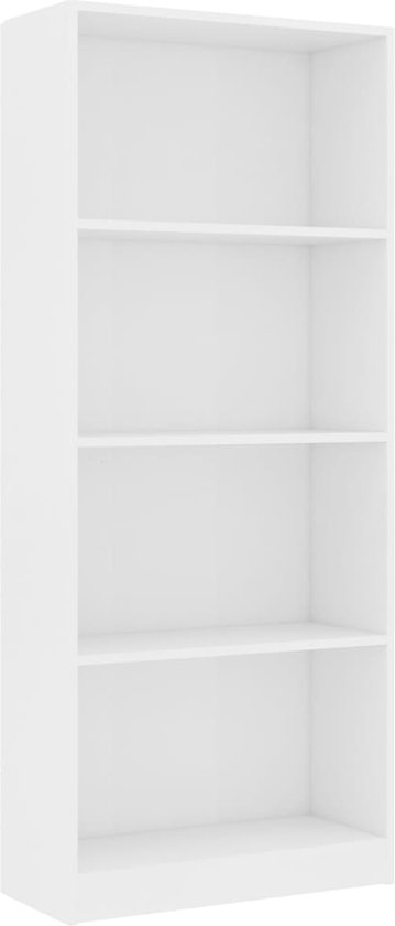 vidaXL-Boekenkast-met-4-schappen-60x24x142-cm-bewerkt-hout-wit