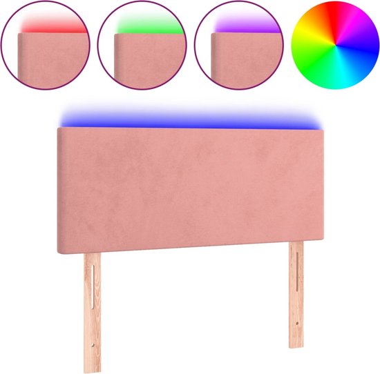 vidaXL-Hoofdbord-LED-80x5x78/88-cm-fluweel-roze