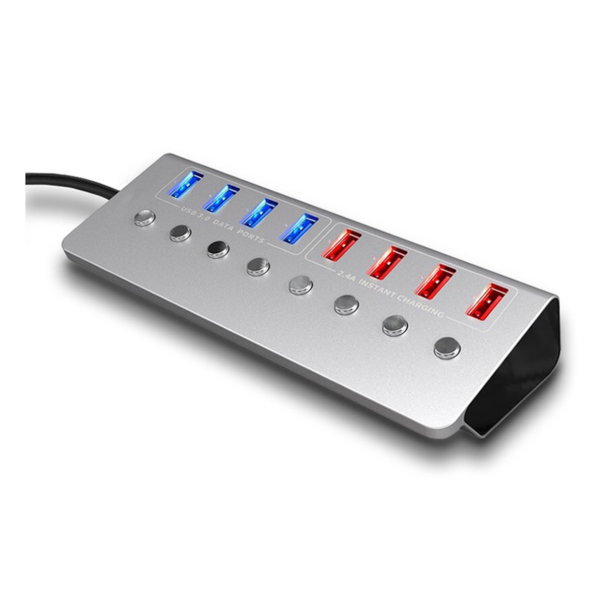 DrPhone Xtreme6 - USB 3.0 Hub – 8 Poorten – AC Adapter Inclusief – Geschikt voor Laptop & PC – Aluminium – 5 Gbps – 4× Data + 4× Opladen - Heavy Duty