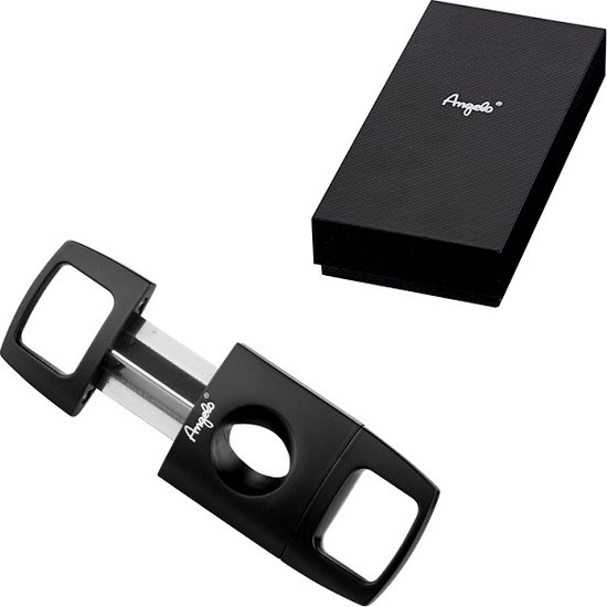 Angelo Luxe Premium Sigaar Knipper / Cutter Mat Zwart voor Sigaren tot max 10mm (Verpakt in Geschenkdoos)