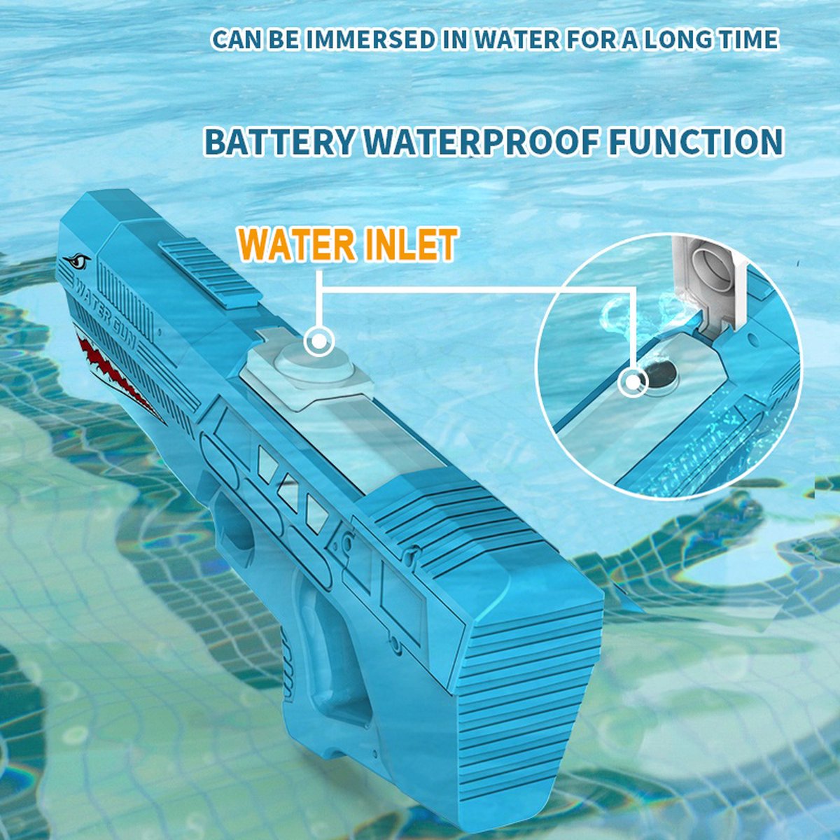 Elektrische Wasserpistole (550ml) - Automatisches Pumpsystem - Shark Series  - rot