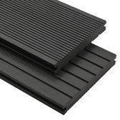 vidaXL - Terrasplanken - met - accessoires - 10 - m² - 2,2 - m - massief - HKC - zwart
