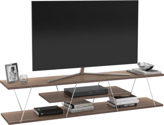 TV meubel Säffle 143x33x30 cm walnootkleurig en wit