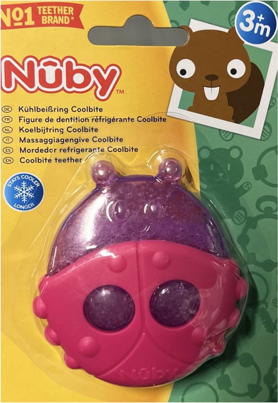 Bijtring - Koekbijtring - Coolbite - Nûby - Te gebruiken voor doorkomende tandjes - Roze.