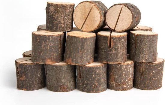 Porte-cartes en bois BOTC - Lot de 20 de 20 marque-places - Porte-cartes de table - Plaque signalétique - Porte-photos - Pour les numéros de table, carte de visite