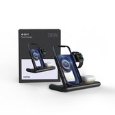 VOTIQ® 4-in-1 oplader geschikt voor MagSafe Apple iPhone 12/13/14 PRO/MAX/Mini iWatch Airpods - Draadloos Oplaadstation Dock - Zwart