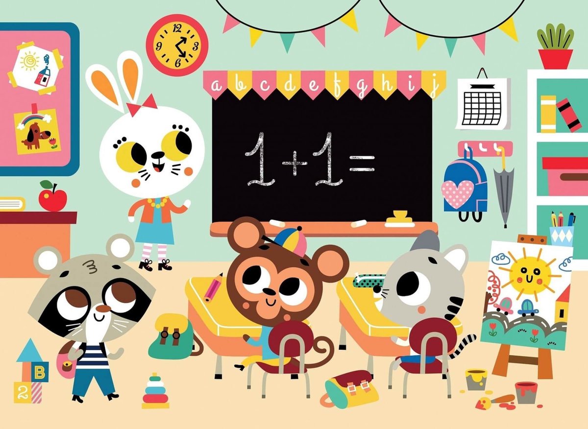 Puzzel op school 3+ - Petit Monkey