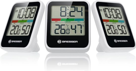 Foto: Bresser weerstation climate monitor thermo hygrometer dcf set van 3 wit