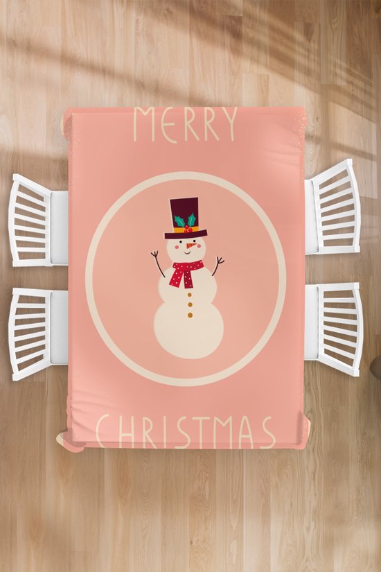 Nappe - Nappe - 130x200 - Illustration de Noël d'un bonhomme de neige avec la citation Joyeux Noël - Intérieur et Extérieur