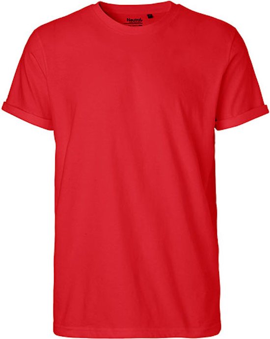 Men´s Roll Up Sleeve T-Shirt met ronde hals Red - L