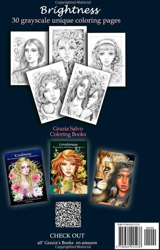 Brightness The Women of Flowers Collection 3 Grayscale Coloring Book