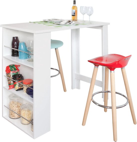 Bartafel Bernt 3 open vakken-Vicenza eik/wit Scandinavisch, Modern