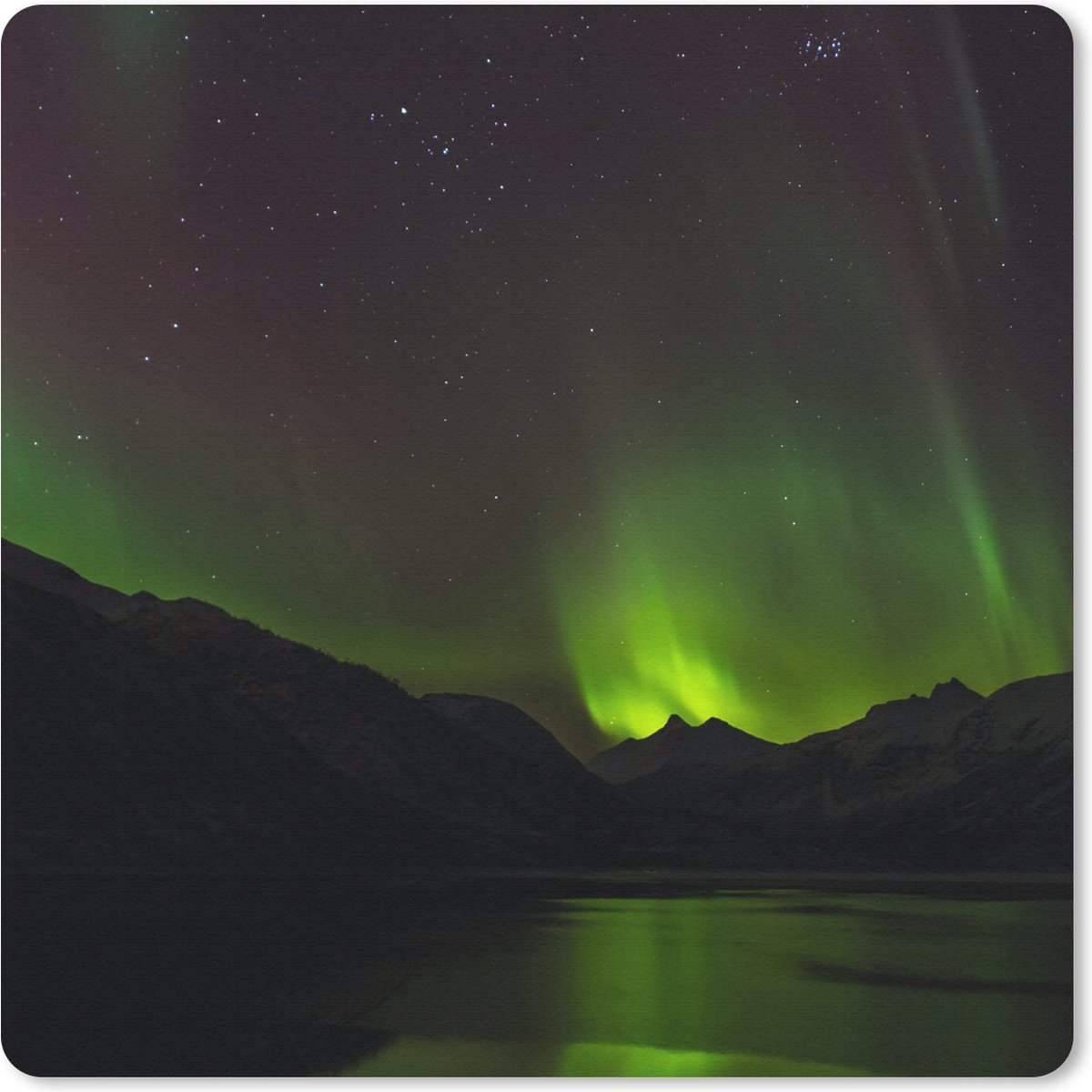 Muismat 30x30 cm - Mousepad Aurora - Sterrenhemel - Bergen - Muismatten