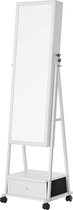 Rootz Sieraden Spiegel - Spiegelkast - Sieraden Organizer - Lade - Op Wieltjes - Wit - MDF - 37 x 10 x 108,5 cm