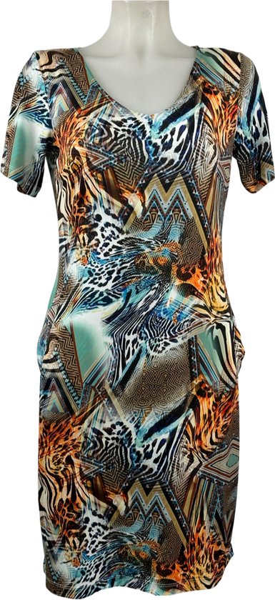 Angelle Milan – Travelkleding voor dames – Multikleur print Jurk – Ademend – Kreukherstellend – Duurzame jurk - In 5 maten - Maat S