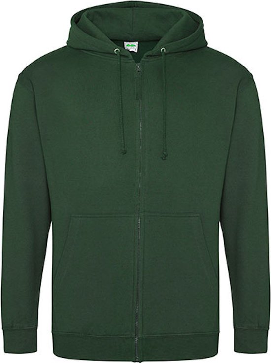 Vegan Hoodie met ritssluiting en capuchon Bottle Green - L