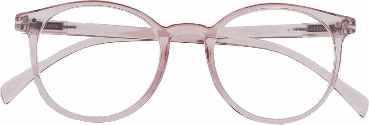 Noci Eyewear KCQ026 leesbril Sally - sterkte +1.00 Transparant roze - inclusief opbergpouch