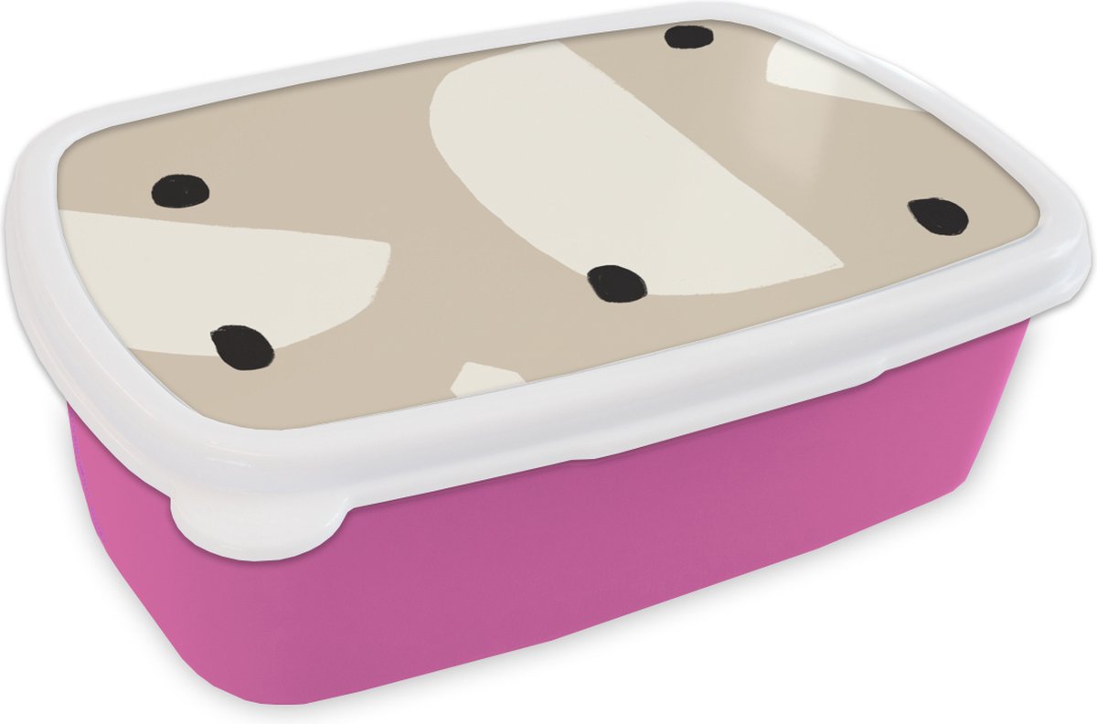 Broodtrommel Roze - Lunchbox - Brooddoos - Pastel - Abstract - Design - 18x12x6 cm - Kinderen - Meisje