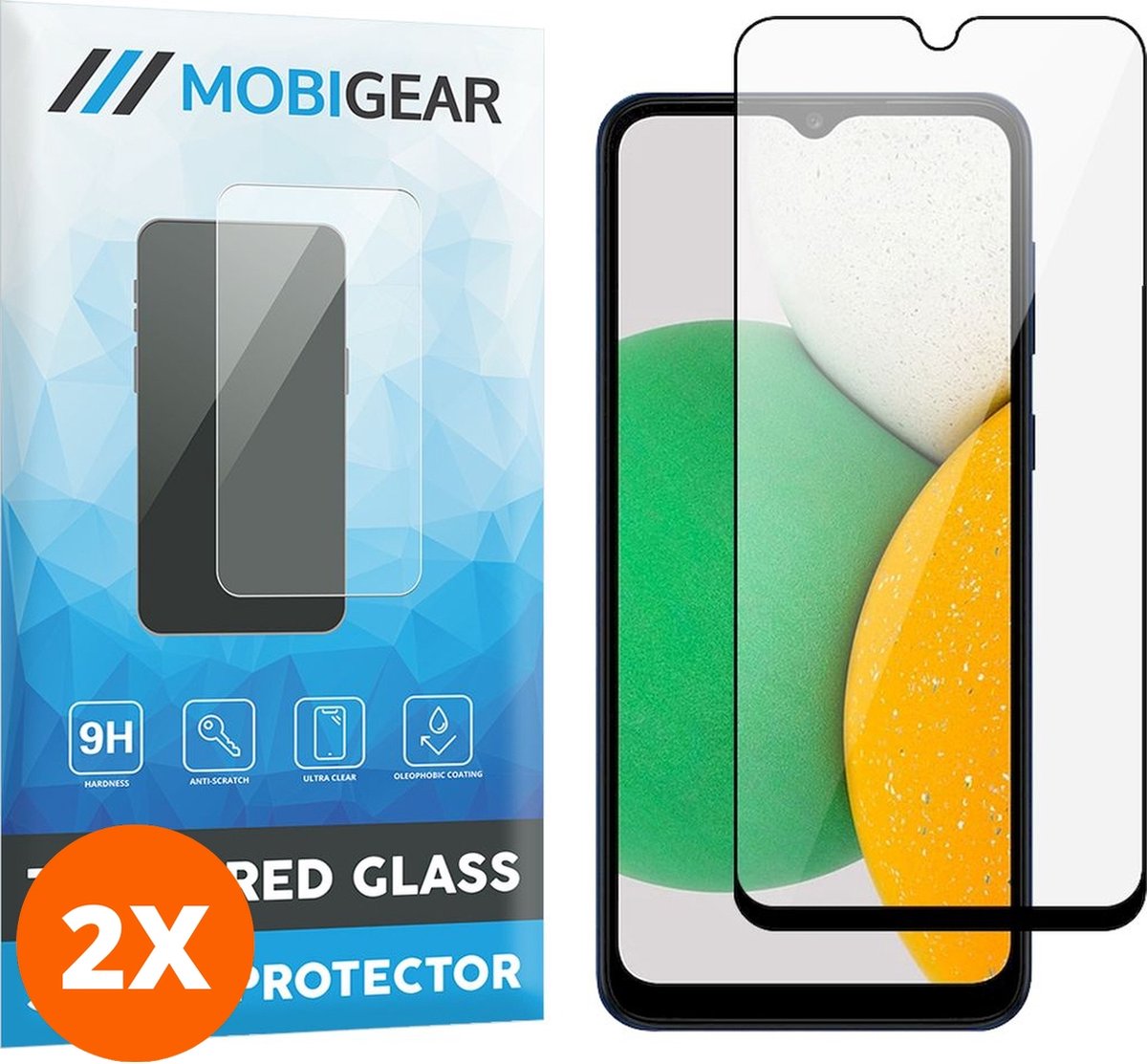 Mobigear Screenprotector geschikt voor Samsung Galaxy A03 Glazen | Mobigear Premium Screenprotector - Case Friendly - Zwart (2-Pack)