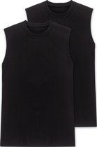 SCHIESSER Cotton Essentials singlet (2-pack) - heren shirt mouwloos - muscle shirt zwart - Maat: M