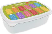 Broodtrommel Wit - Lunchbox - Brooddoos - Kinderkamer - Optellen - Educatief - Meiden - Jongetjes - Kinderen - Kindje - 18x12x6 cm - Volwassenen