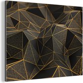Wanddecoratie Metaal - Aluminium Schilderij Industrieel - Abstract - Goud - 3D - Luxe - Kunst - 160x120 cm - Dibond - Foto op aluminium - Industriële muurdecoratie - Voor de woonkamer/slaapkamer