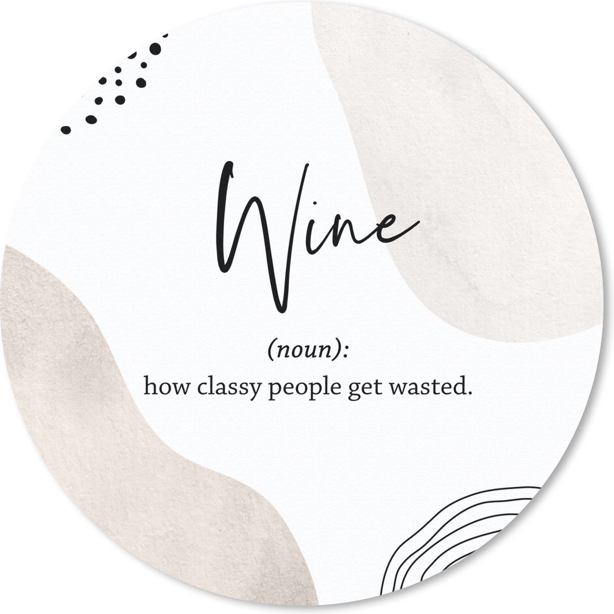 Muismat rond 20x20 cm - Mousepad Spreuken - Wine - Woordenboek - Quotes - Wijn definitie - Ronde muismatten