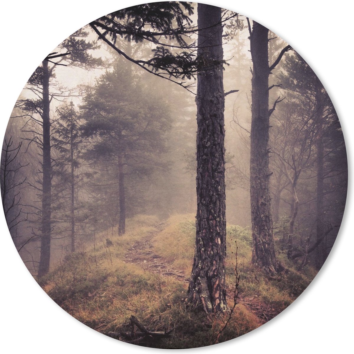 Muismat rond 30x30 cm - Mousepad Mist - Herfst decoratie - Natuur - Bos - Ronde muismatten
