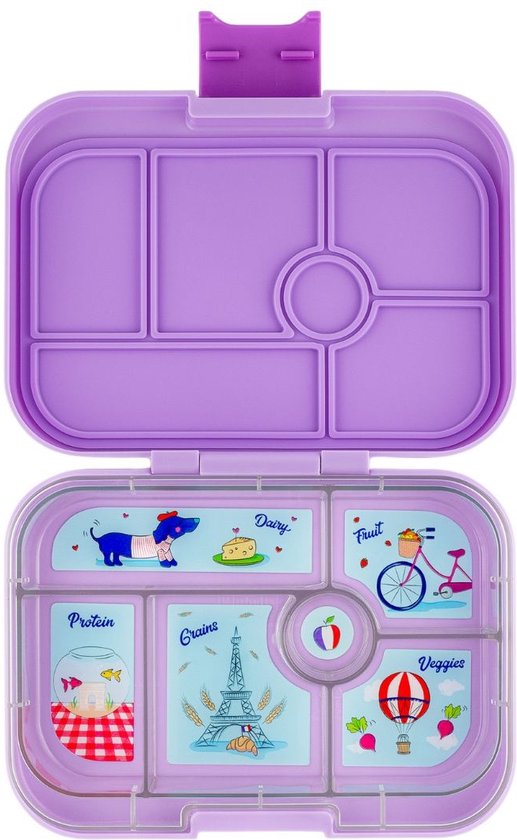 Yumbox Original - lekvrije Bento box lunchbox - 6 vakken - Lulu Purple / Paris tray