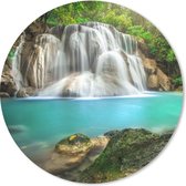 Muismat - Mousepad - Rond - Bos - Waterval - Natuur - 50x50 cm - Ronde muismat
