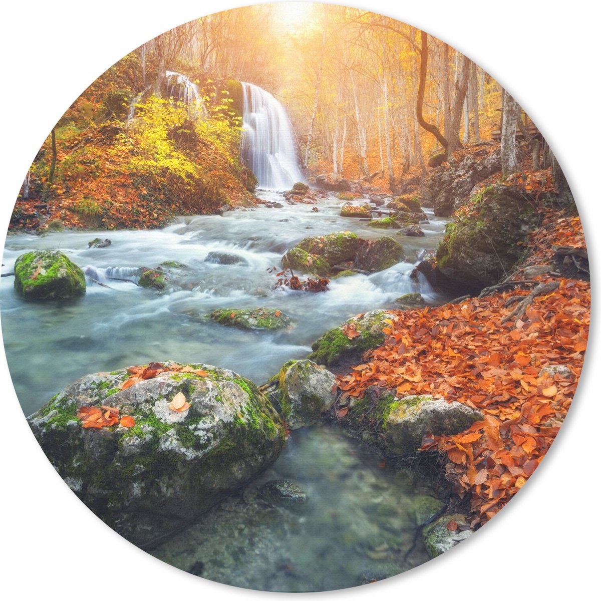 Muismat rond 20x20 cm - Mousepad Natuur - Zon - Herfst - Ronde muismatten