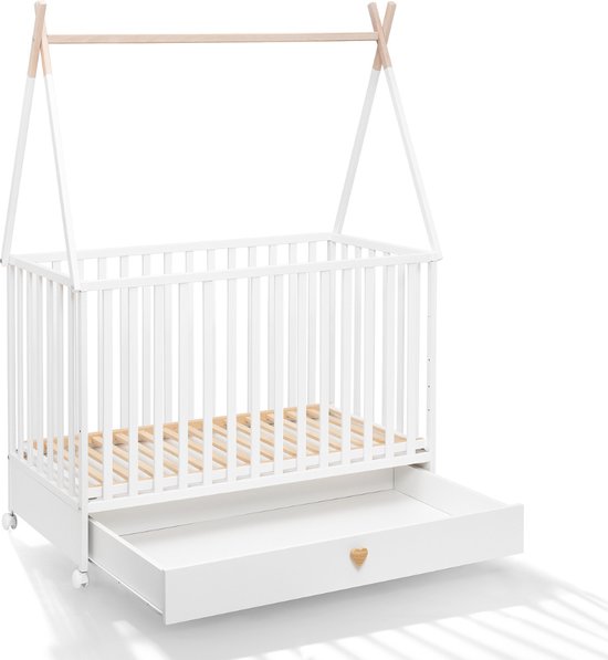 KMbaby Lit Tany Blanc 120 x 60 cm - Lit bébé avec sommier à lattes 3 KMbaby Lit Tany Blanc 120 x 60 cm - Lit bébé avec sommier à lattes 3