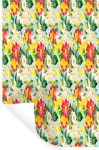 Stickers muraux - Fleurs - Roses - Couleurs - Motifs - 80x120 cm - Feuille adhésive