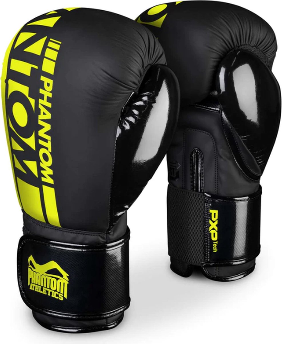 Phantom Athletics - Boxing Gloves - Bokshandschoenen - APEX Elastic NEON - Zwart en Neon Yellow / Black and Neon Geel - 16 Oz
