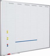 Tableau Blanc Deluxe - Acier Émaillé - Agenda Semainier - Agenda Mensuel - Agenda Annuel - Magnétique - Wit - 90x120cm