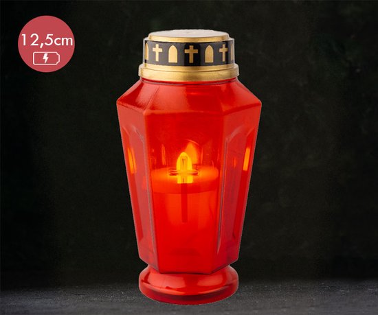 Bougie funéraire LED rouge avec effet flamme pour l'extérieur