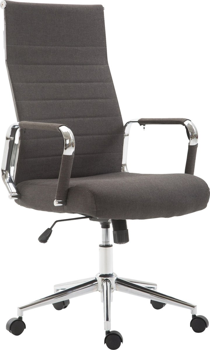 Luxe Bureaustoel Maristella XL - Stof - Grijs - Op wielen - Ergonomische bureaustoel - Voor volwassenen - In hoogte verstelbaar