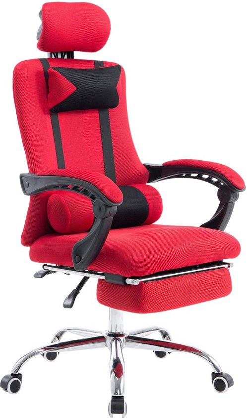Premium Bureaustoel XL - Op wielen - Rood - Ergonomische bureaustoel - Voor volwassenen - Gamingstoel stof - In hoogte verstelbaar